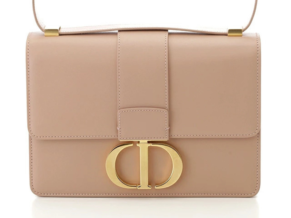 Christian Dior Montaigne Shoulder Bag Calfskin Pink Beige Cream